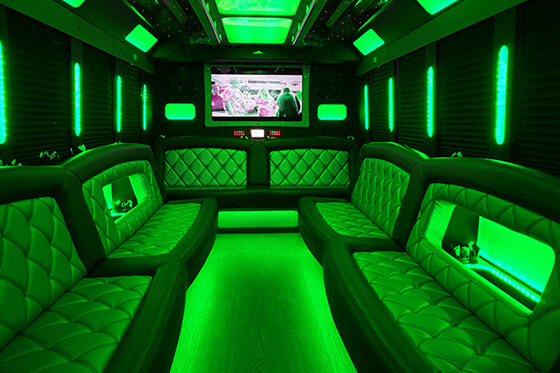  Lansing limo bus with leather seats