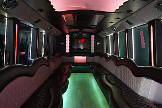 leather seating on limo bus